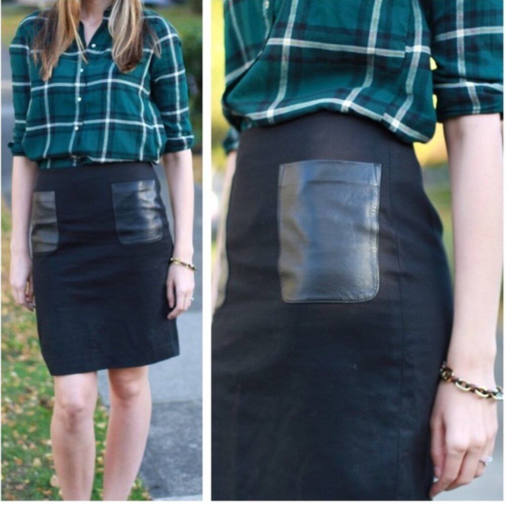 Club Monaco Nadine Leather Pocket Skirt, Size 6, NWOT